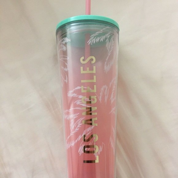 Starbucks Pink Los Angeles Tumbler Palm Tree - Picture 1 of 6